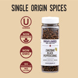 Burlap & Barrel Zanzibar Black Peppercorns - Award-Winning, Vine-Ripened Whole Peppercorns with Bright, Lemony, Spicy Flavor - As seen on Shark Tank