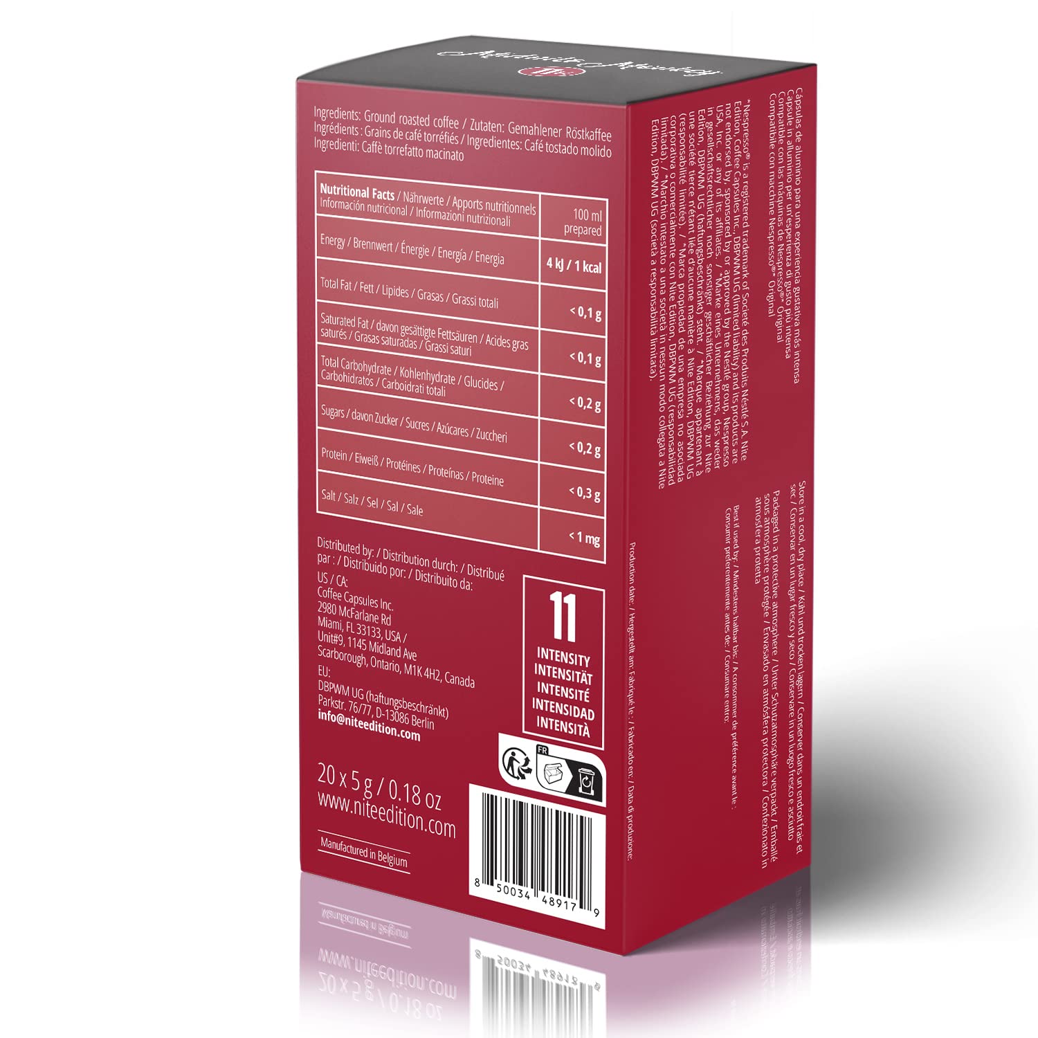 Midnite Monkey 20ct Intense Espresso I Compatible With Nespresso Original Machines I Dark Roast I Coffee Pods I High Intensity 11 I 100% Arabica