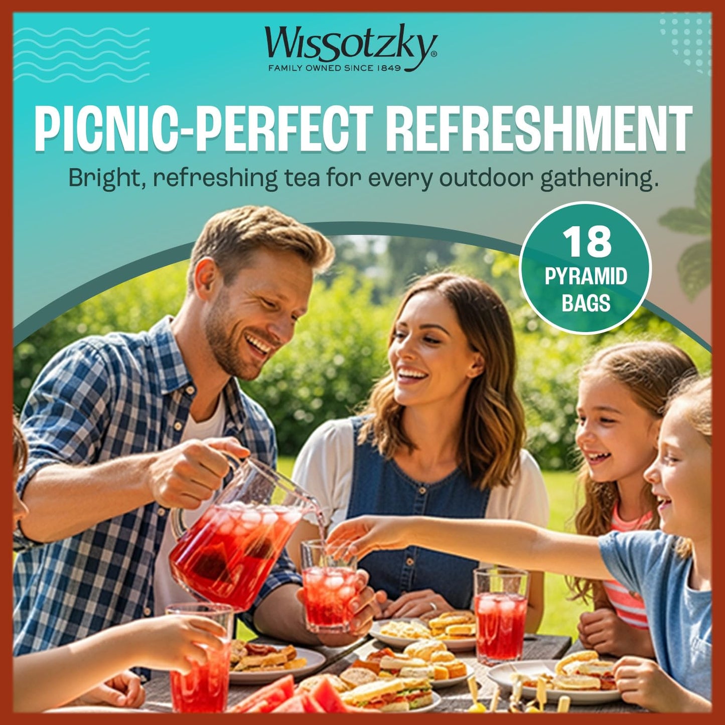 Wissotzky Watermelon Nana Mint Cold Breeze, Cold Brew Iced Tea (5 Pack - 90 Tea Bags) | Caffeine-Free | Herbal Tea | Kosher | Cold Water Brewing