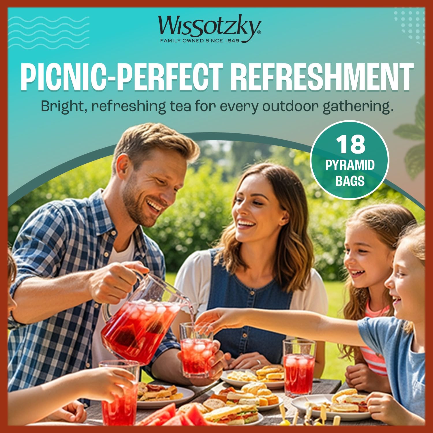 Wissotzky Watermelon Nana Mint Cold Breeze, Cold Brew Iced Tea (5 Pack - 90 Tea Bags) | Caffeine-Free | Herbal Tea | Kosher | Cold Water Brewing