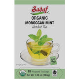 Sadaf Organic Moroccan Mint Tea - Mint Tea Bags - Ideal for Hot or Iced Tea - Organic Herbal Tea - Kosher - 18 Wrapped Tea Bags