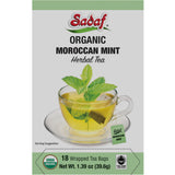 Sadaf Organic Moroccan Mint Tea - Mint Tea Bags - Ideal for Hot or Iced Tea - Organic Herbal Tea - Kosher - 18 Wrapped Tea Bags
