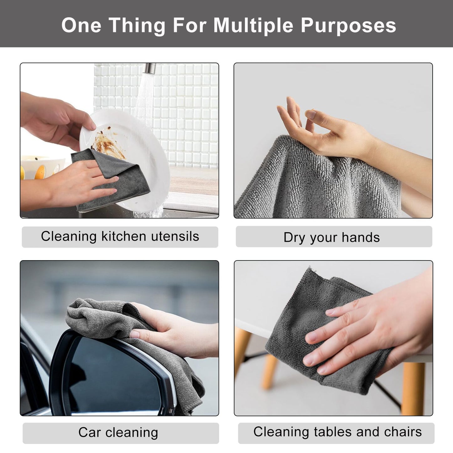 Top-spring Microfiber Cleaning Cloth, 12 "x12 Ultra Absorbent Dish Cloths Dry Dish Rags, Washing Cloths with Scrub Side, Microfiber Towel for Cars