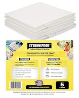 StreakFree Microfiber Glass Cleaning Cloths - 5 Pack 16x16 Lint Free Window & Mirror Cloths - Just Add Water, No Chemicals, Streak-Free Shine