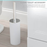 Bath Bliss Soft Touch Toilet Brush and Holder Set | Bathroom Cleaning | Durable 360 Degree Bristle | Discrete Storage | Matte White