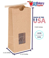 KeepFresh 4 3/4" x 2 1/2" x 9 1/2" 1 lb. Kraft Window Tin Tie & Coffee Bags - Pack of 25