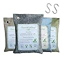 Bamboo Charcoal Bags Odor Absorber, 2 Packs 200g Charcoal Deodorizer Bags with Hooks, Nature Bamboo Charcoals Air Purifying Bags Activated Charcoals