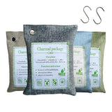 Bamboo Charcoal Bags Odor Absorber, 2 Packs 200g Charcoal Deodorizer Bags with Hooks, Nature Bamboo Charcoals Air Purifying Bags Activated Charcoals