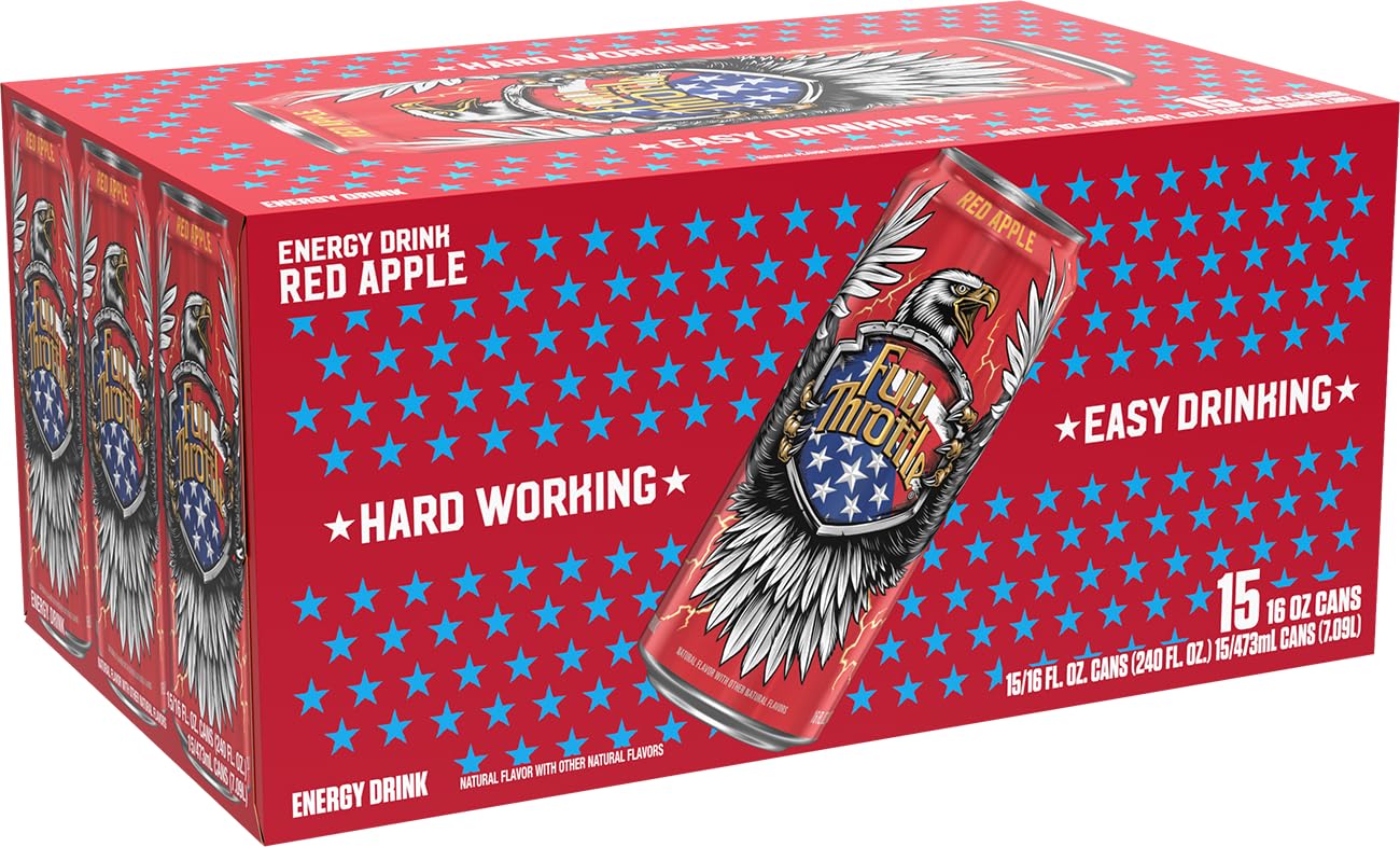 Full Throttle Red Apple: Hard-Working Energy Drink. 16 Fl oz (Pack of 15)
