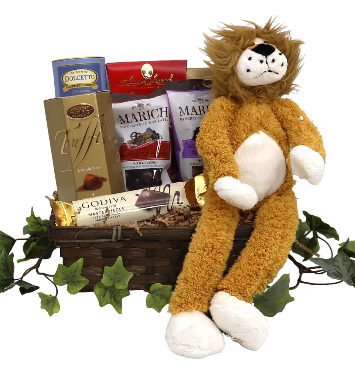 Gift Basket Village: Go Wild Gift - Deluxe Assortment with Chocolates, Wafers, Fudge, Roca Candy & Plush