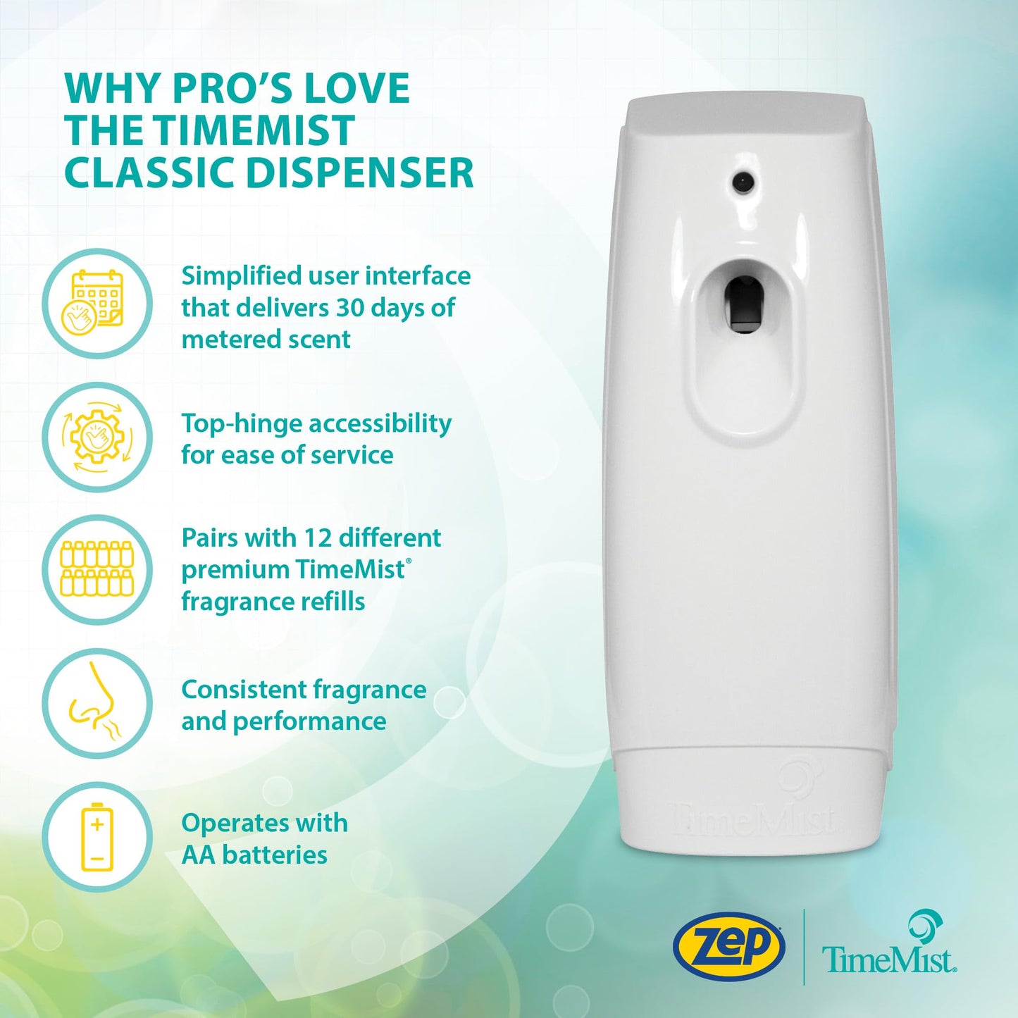 TimeMist Classic Metered Aerosol Fragrance Dispenser 1047717 (1 Unit) Great for Bathroom, Locker Room, Breakroom and Washroom