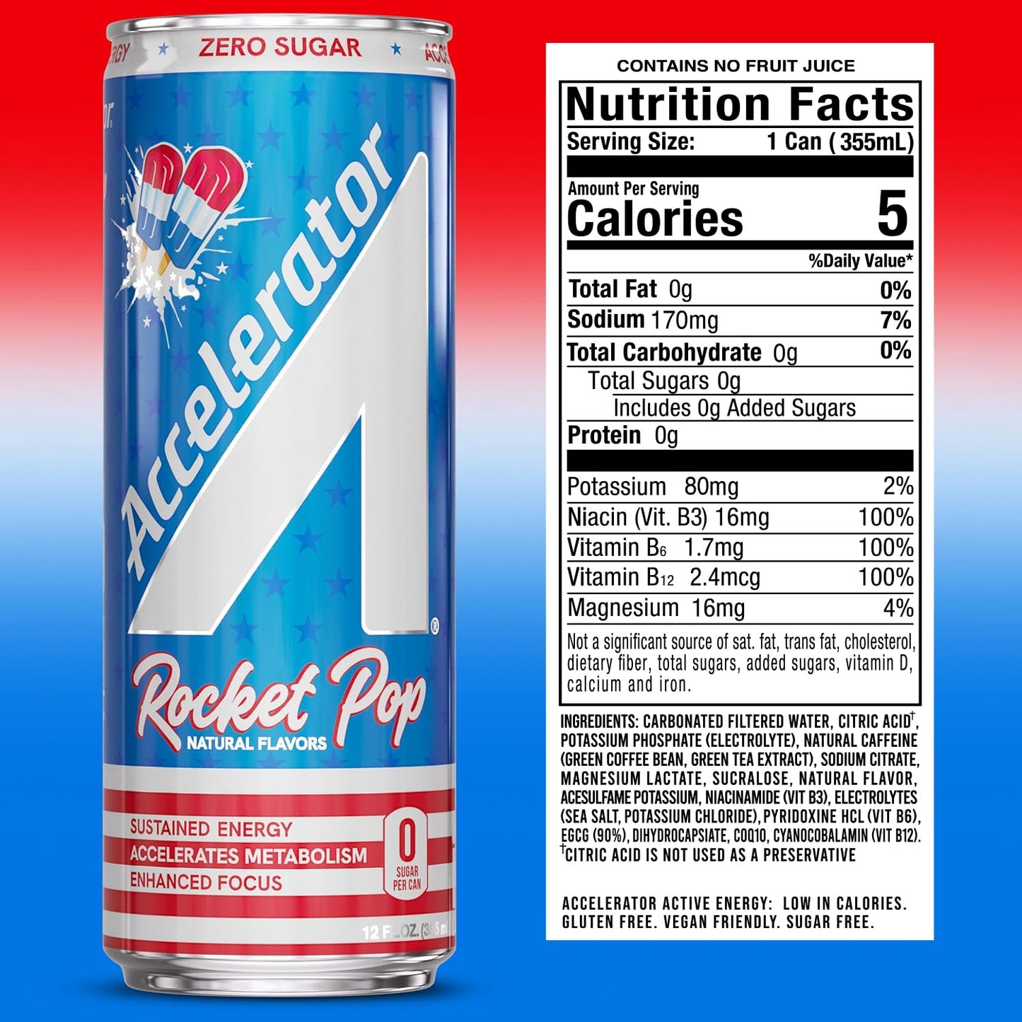 Accelerator Energy Drink, Ultimate Variety Pack 12oz can (12 pack), Zero Sugar, Sustained Energy from 100% Natural Caffeine (200mg from Green Coffee