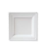 Susty Party 6-Inch Compostable Square Plates (50-Count), Sugarcane Heavy Duty Disposable Biodegradable Plate for Dessert, White