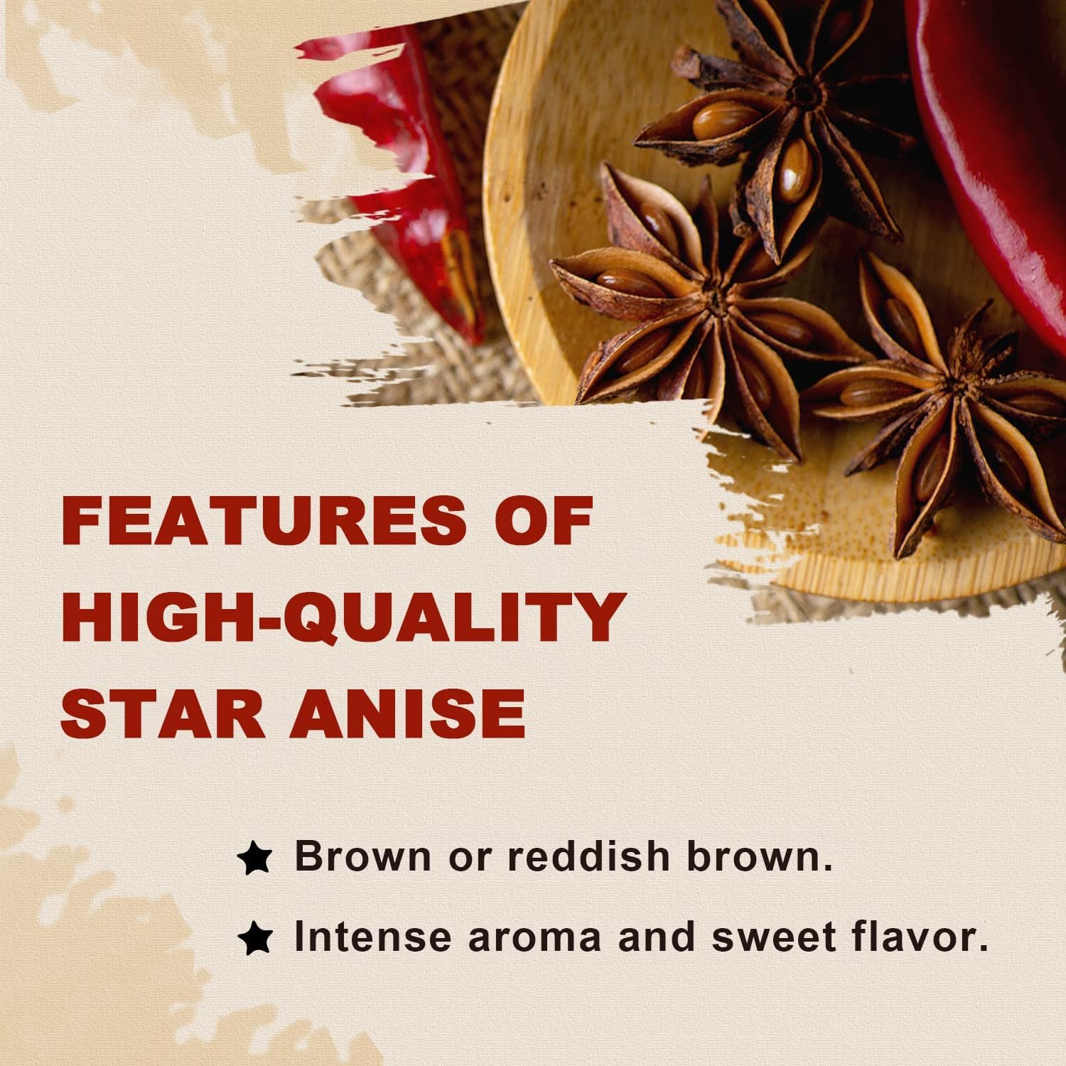 52USA Star Anise Whole, 4 Ounce (Pack of 1), NON-GMO Verified Chinese Star Anise Whole, Dried Star Anises Pods for Tea and baking