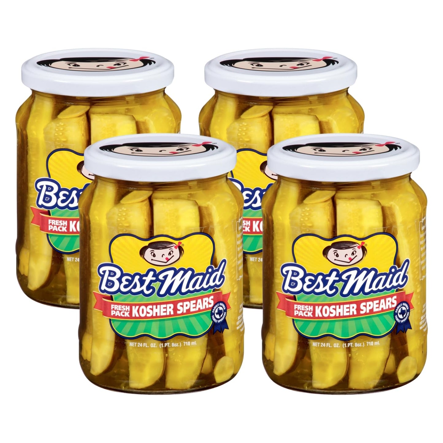 Best Maid Products - 24 Ounce Glass Jars Baby - Dill, Kosher, Hamburger Slices, Garlic Bites, Habanero Chips, & Xtreme Hot Pickles (4 Pack, Kosher