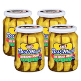 Best Maid Products - 24 Ounce Glass Jars Baby - Dill, Kosher, Hamburger Slices, Garlic Bites, Habanero Chips, & Xtreme Hot Pickles (4 Pack, Kosher