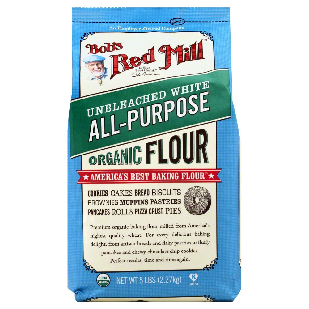 Bob's Red Mill Flour White Unbleached Organic, 5-Pound (Pack of 4)