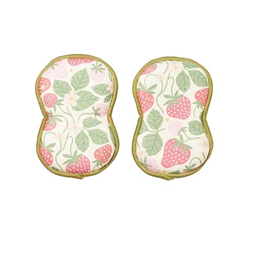 Bright Habits Sponge Set in Hens Pink - Set of 2 Super Absorbent Washable Reusable Cleaning Sponges Made from Recycled Materials, Durable Eco Friendly