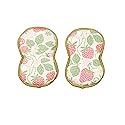 Bright Habits Sponge Set in Hens Pink - Set of 2 Super Absorbent Washable Reusable Cleaning Sponges Made from Recycled Materials, Durable Eco Friendly