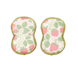 Bright Habits Sponge Set in Strawberry Farm Red - Set of 2 Super Absorbent Washable Reusable Cleaning Sponges Made from Recycled Materials, Durable
