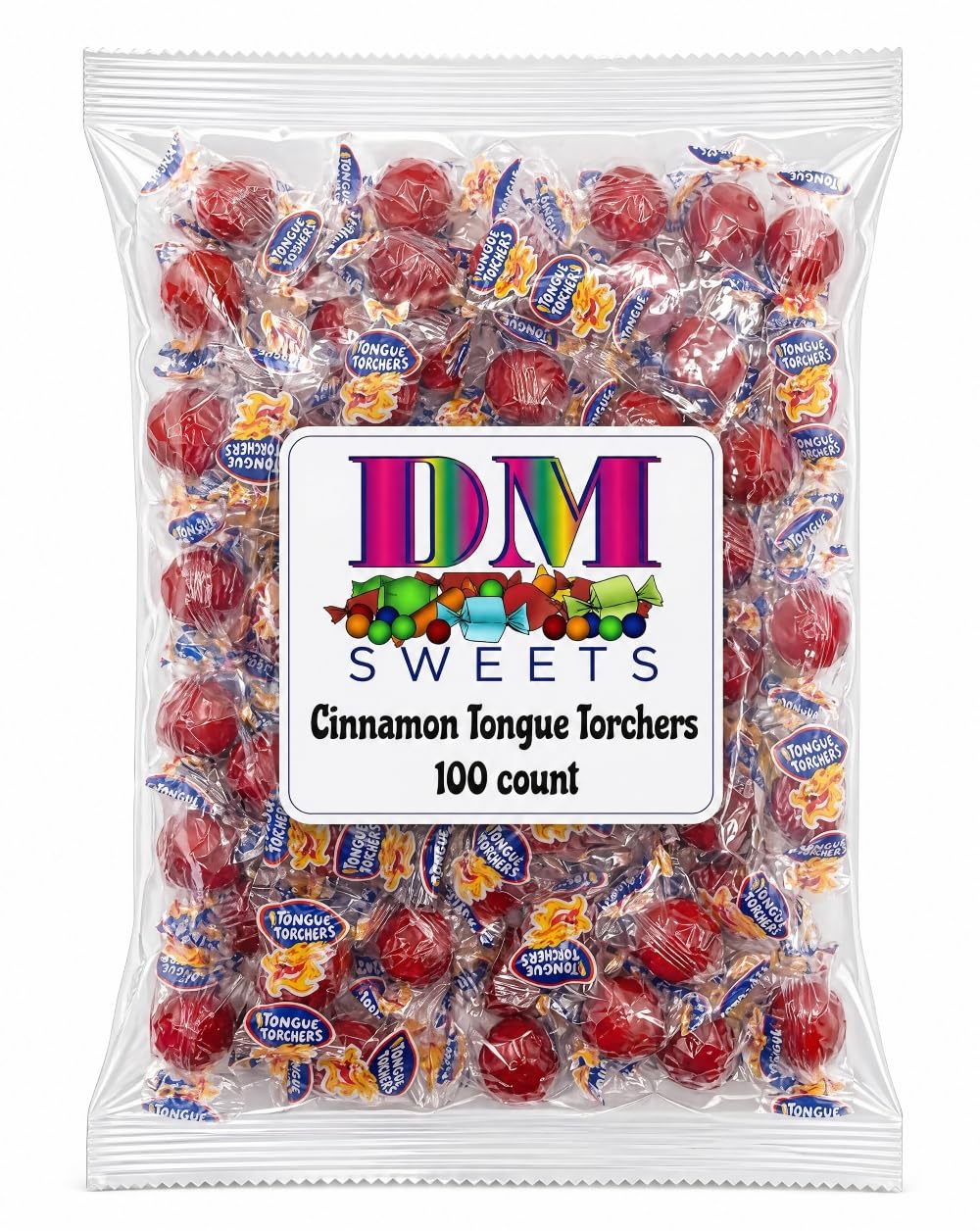 Tongue Torchers Cinnamon Candy 100 Piece Bag - Spicy Hot Hard Individually Wrapped Red Sweets Bulk Fiery Flavor Treats