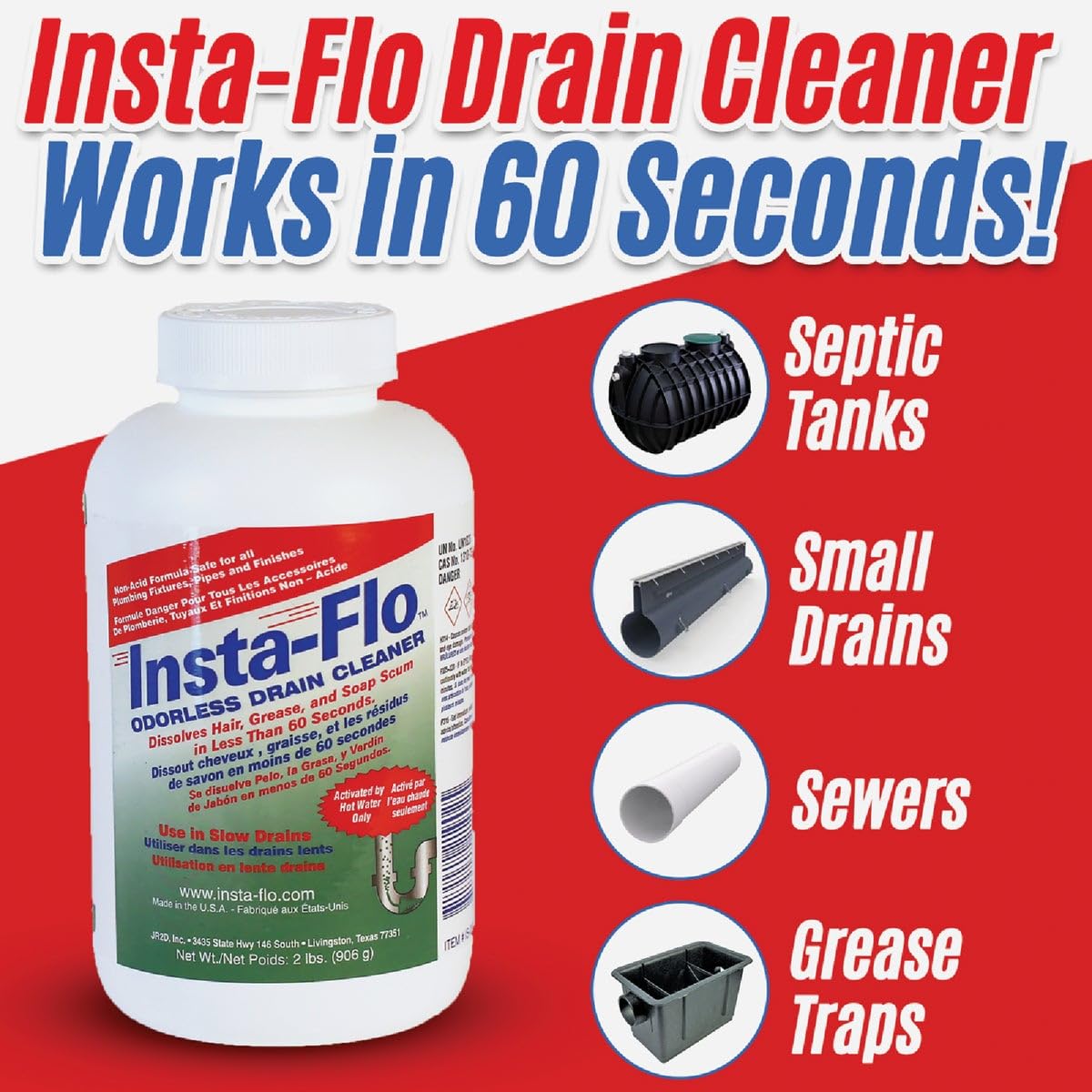 Insta-Flo Crystals Drain Cleaner 2 lb.