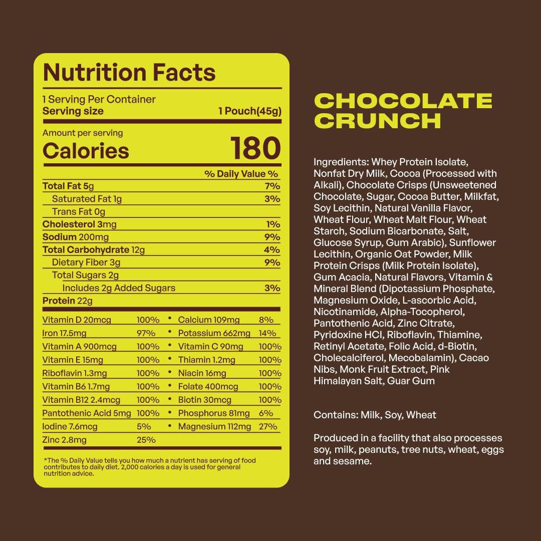 MIILS Meteorite Chocolate Crunch 16 Pack, Cereal Protein Shake, High Protein Breakfast, Rich Chocolate Taste with Crunchy Mix-Ins, Grab and Go