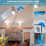 100 Inch Cobweb Duster, Spider Web Brush & Microfiber Feather Duster with 100" Extension Pole, Bendable Head, Scratch-Resistant Cover, Washable Duster