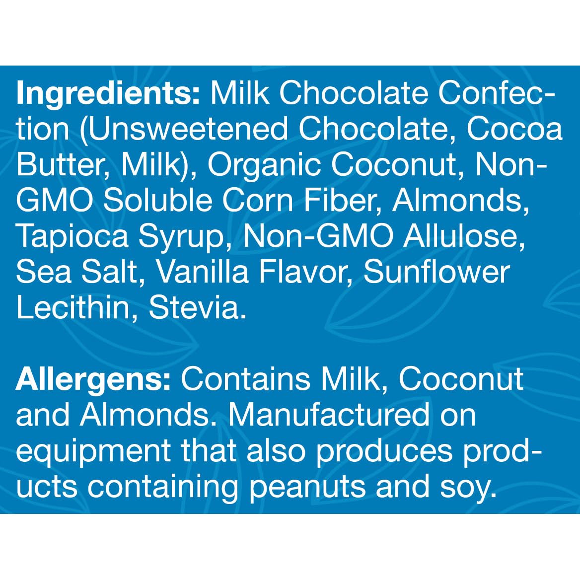 ChocoRite Milk Chocolate Coconut Almond | No Added Sugar | Gluten Free, Soy Free, Non-GMO | No Sugar Alcohols | Pack of 6 Pouches