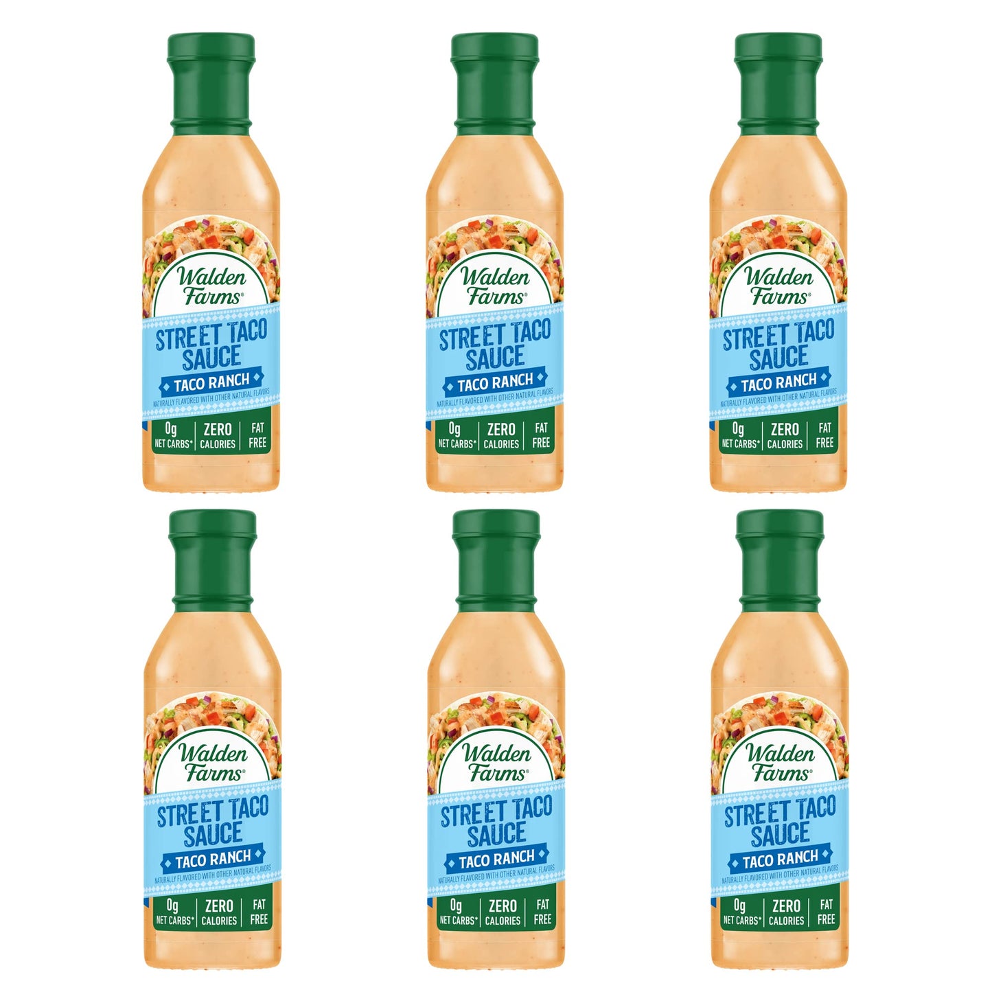 Walden Farms Street Taco Sauce Taco Ranch - Calorie-Free, Gluten-Free, Low Carb, Keto-Friendly, Sugar-Free, Spicy Taco Ranch Flavor, (12 oz Bottle x