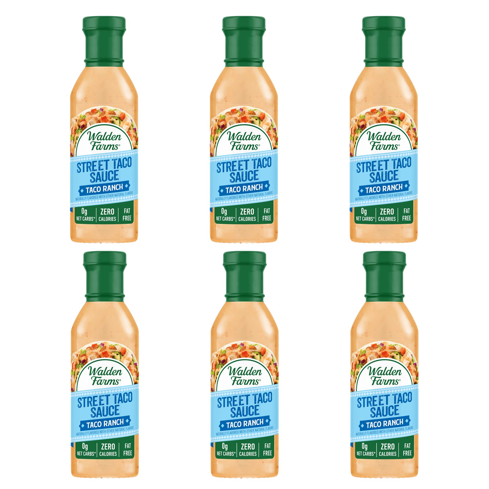 Walden Farms Street Taco Sauce Taco Ranch - Calorie-Free, Gluten-Free, Low Carb, Keto-Friendly, Sugar-Free, Spicy Taco Ranch Flavor, (12 oz Bottle x