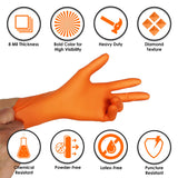 INNOVATIVE HAUS Heavy Duty Nitrile Gloves. Orange 8 Mil. Shop Gloves Mechanic Disposable. Mechanic Rubber Gloves Disposable. Large. Pack of 100