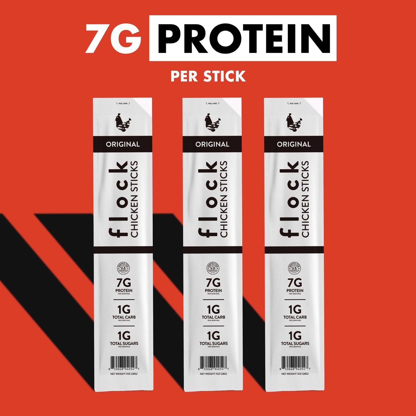 Flock Chicken Meat Sticks 10 Count | GLP-1 Friendly High Protein Chicken Sticks 7g Protein | Healthy Meat Snacks Keto | Protein Meat Sticks Low Carb |