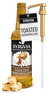 Syruvia Coffee Syrup, Toasted Marshmallow Flavored Syrup for Drinks, Lattes, and Desserts - 25.4 fl oz, With Pump