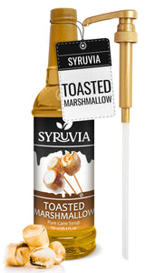 Syruvia Coffee Syrup, Toasted Marshmallow Flavored Syrup for Drinks, Lattes, and Desserts - 25.4 fl oz, With Pump