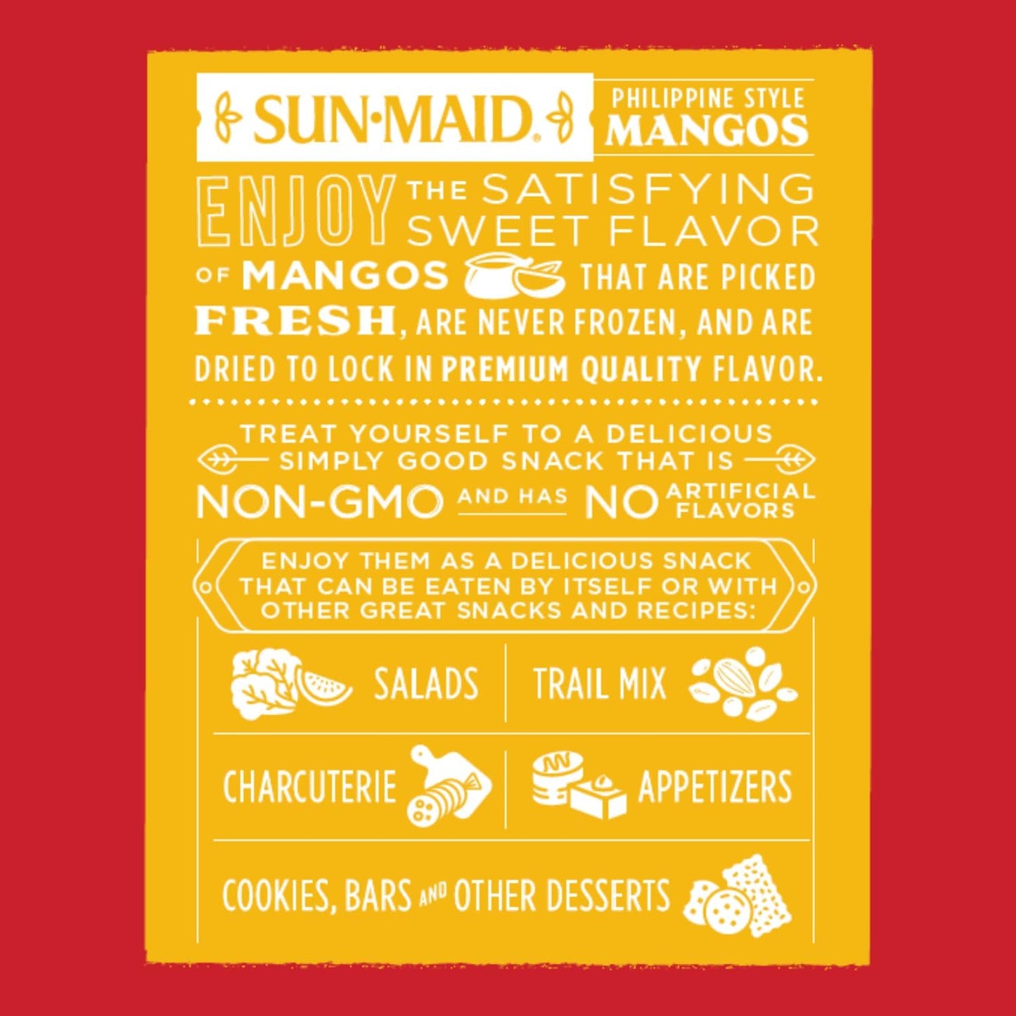 Sun-Maid Dried Mango Slices - 15 oz Resealable Bag - Sweetened with Cane Sugar - Dried Fruit Snack for Lunches, Holiday Snacks, and Charcuterie Boards
