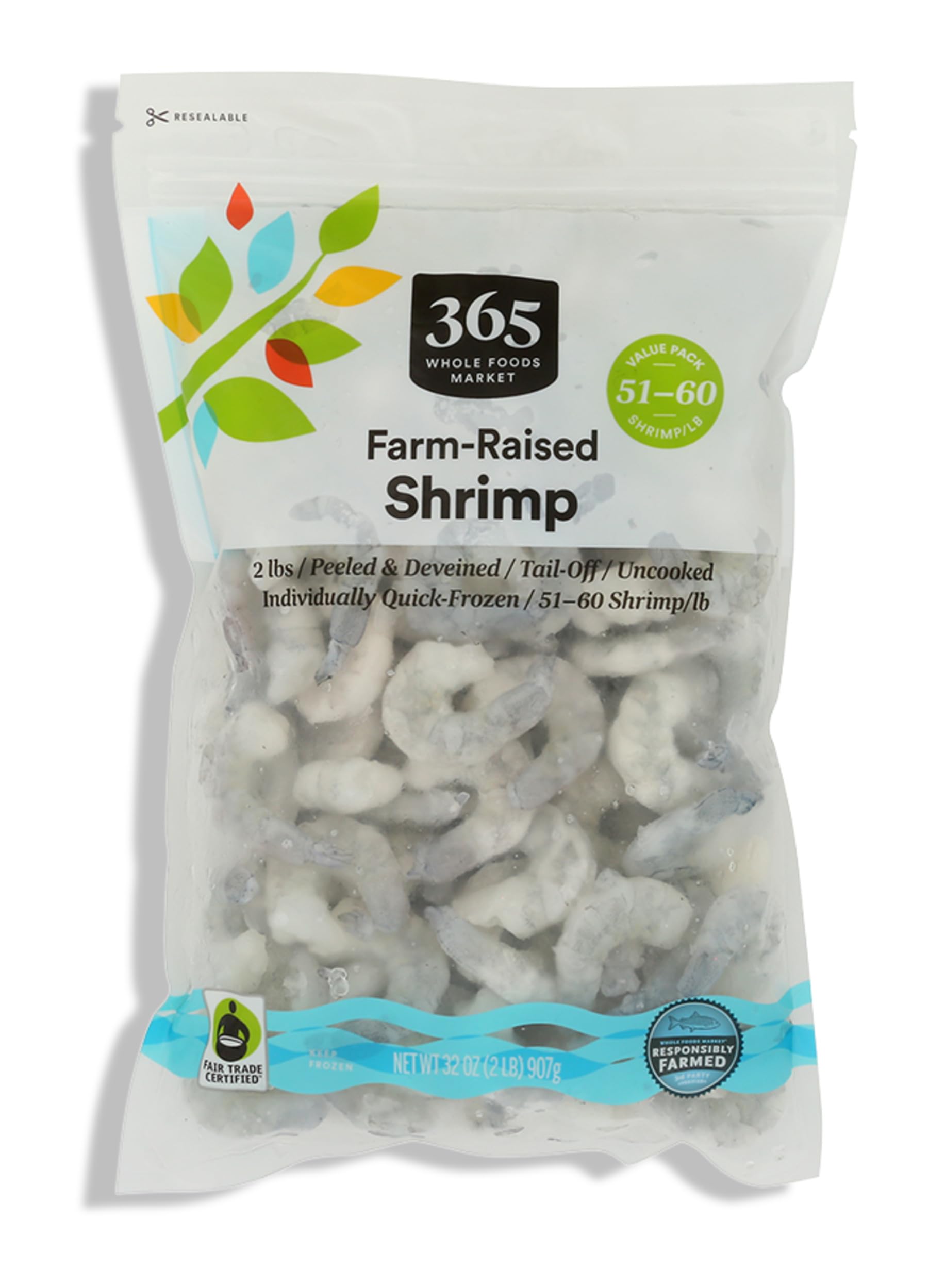 365 by Whole Foods Market Tail-Off Shrimp 51-60 Count Value Pack, 32 OZ