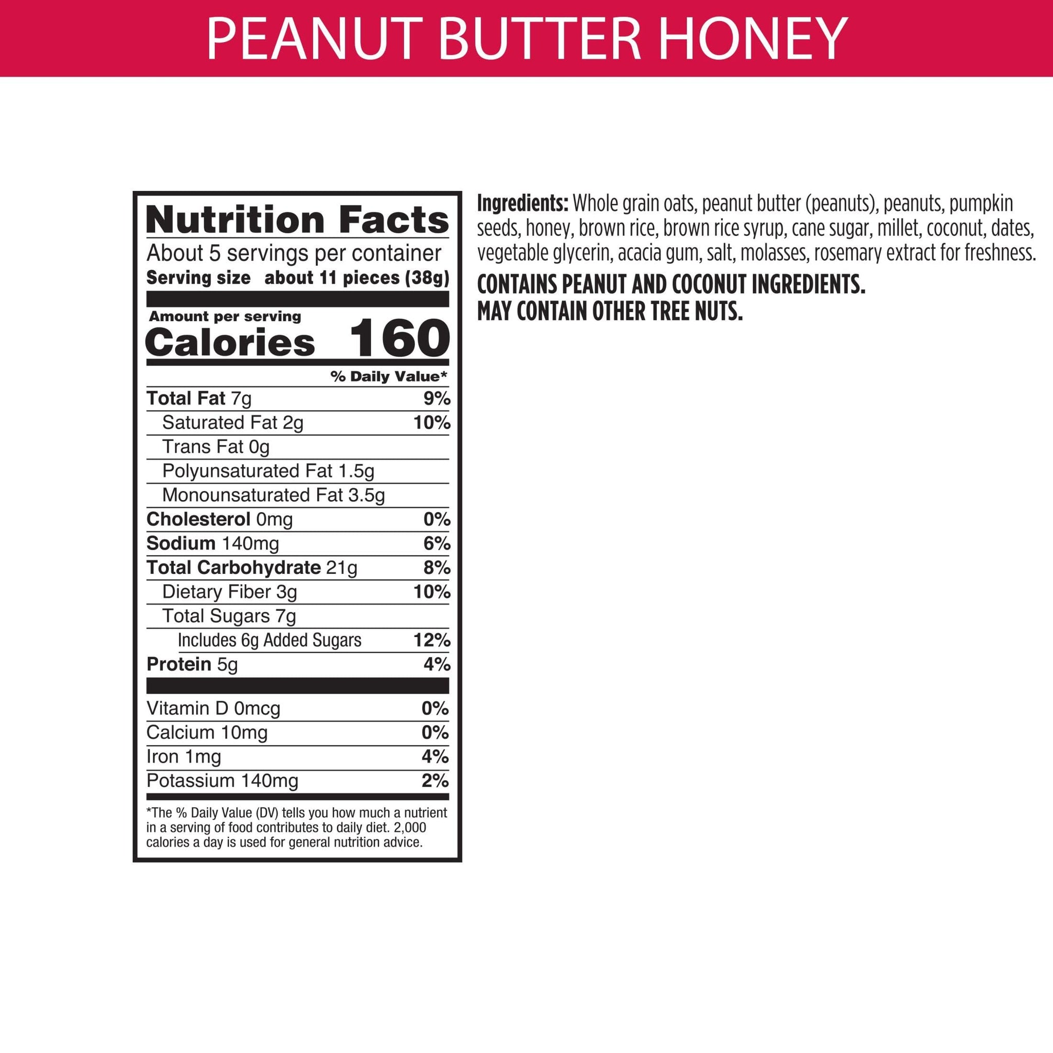 Bear Naked Granola Bites, Vegetarian, Gluten Free Snacks, Peanut Butter and Honey, 7.2oz Bag (1 Bag)