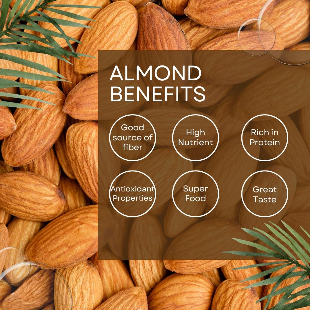 King's Selection x Kirkland Signature Whole Almonds - 3Pounds (in King's Selection Family Bundle Bulk Packaging) - Healthy Snack | High Fiber | High