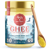 4th & Heart Himalayan Pink Salt Grass-Fed Ghee, Clarified Butter, 100% Butter Fat, Pasture-Raised, Lactose & Casein Free, High Smoke Point Cooking