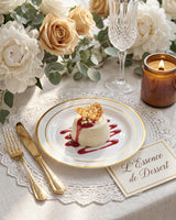 bUCLA 100Pieces Gold Plastic Plates - 6.25inch White with Gold Rim Disposable Salad/Dessert/Appetizer/Small Cake Plates Premium Hard - Ideal