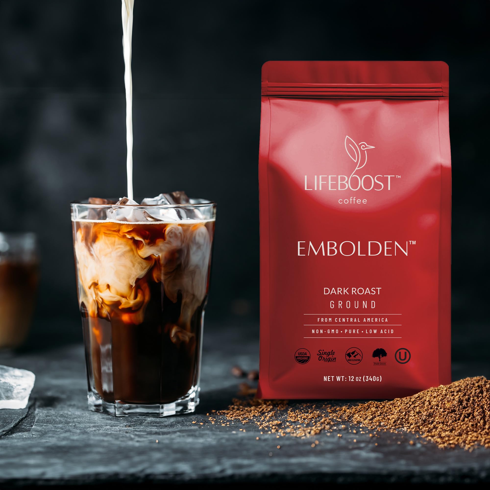 Lifeboost Dark Roast Ground Coffee - Non-GMO Low Acid Single Origin USDA Organic Dark Roast Coffee - Third Party Tested For Mycotoxins & Pesticides