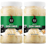 Best of Thailand Japanese White Pickled Sushi Ginger | No MSG | 2 Jars of 12oz Fresh Sliced Young Gari Pickled Ginger in All Natural, Sweet Pickling