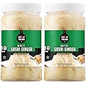 Best of Thailand Japanese White Pickled Sushi Ginger | No MSG | 2 Jars of 12oz Fresh Sliced Young Gari Pickled Ginger in All Natural, Sweet Pickling