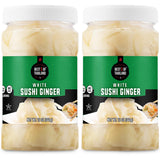 Best of Thailand Japanese White Pickled Sushi Ginger | No MSG | 2 Jars of 12oz Fresh Sliced Young Gari Pickled Ginger in All Natural, Sweet Pickling