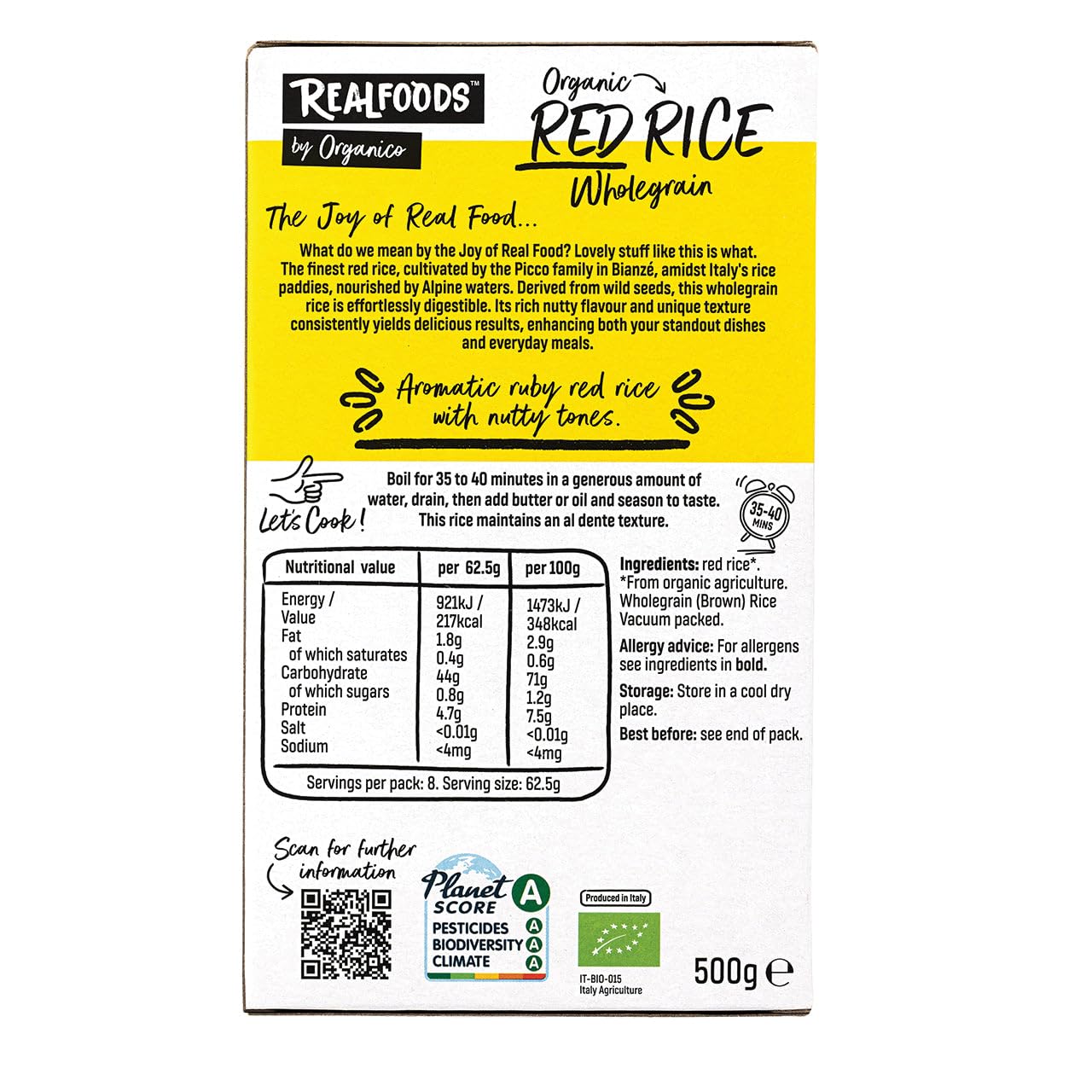 Organico Wild Red Rice Wholegrain 500g - Pack of 6