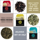 Ceremonie Tea Variety Pack - Kosher Tea Set with Wooden Serving Tray - Wrapped Individually in Silky Mesh Bags - Herbal Tea Boxes - Gift Set of 8