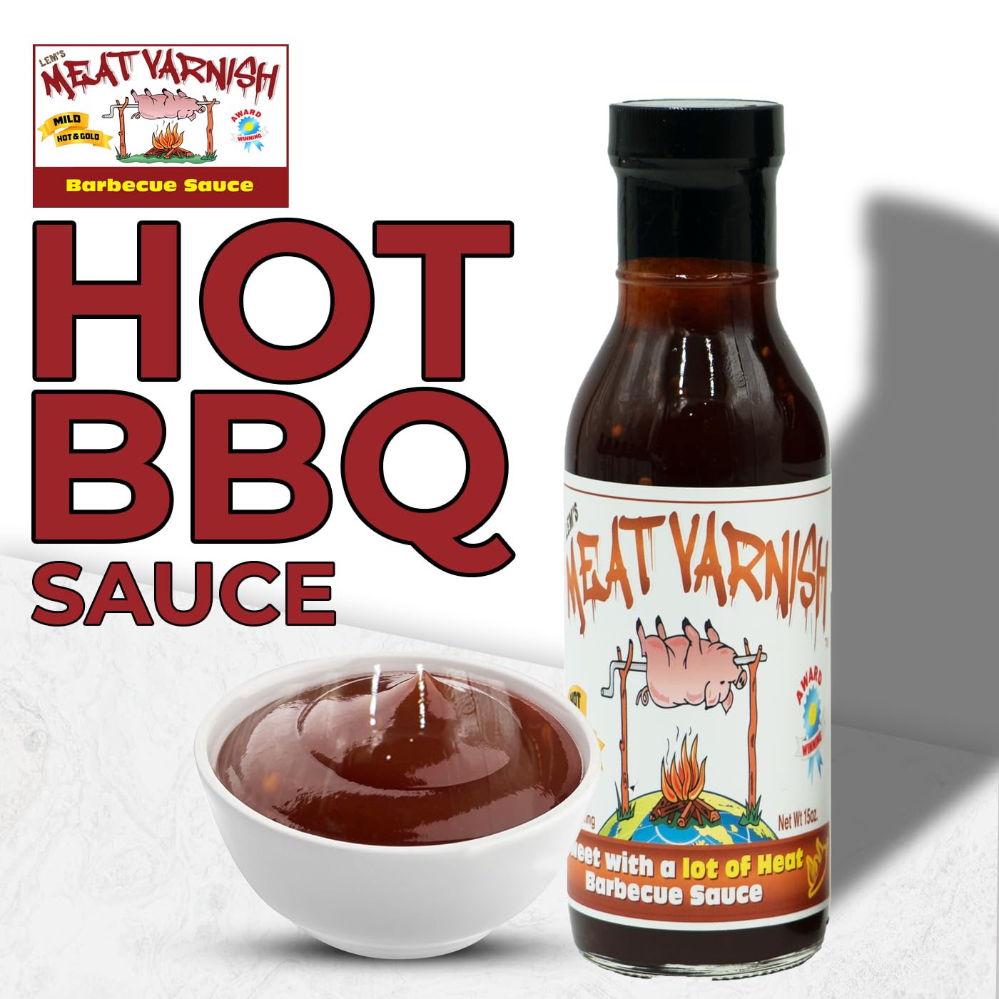 Lem’s Meat Varnish BBQ Sauce 12 oz Bottle Sweet Hot Barbecue Sauce 2-pack