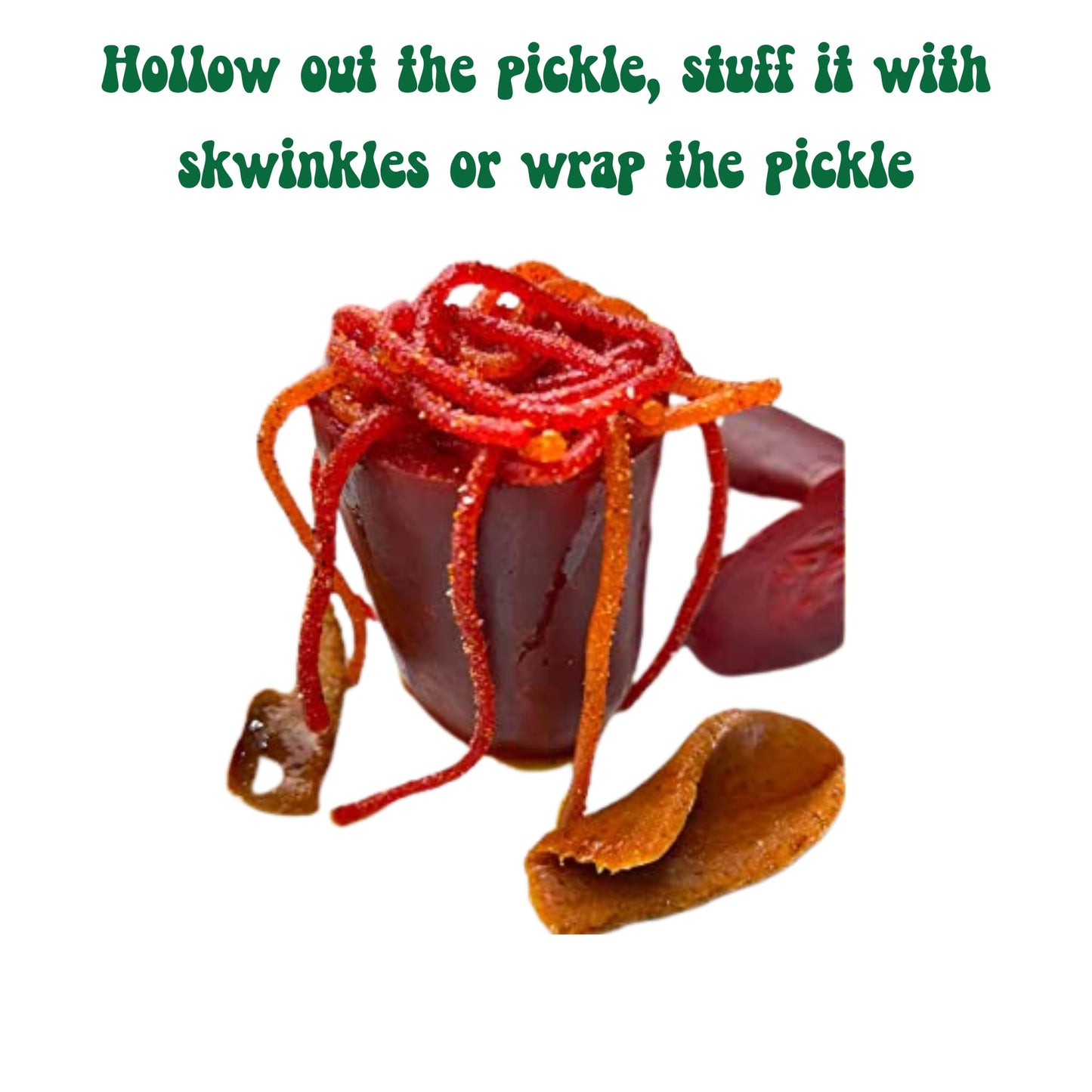 Chamoy Pickle Kit 4 Items - Deluxe Chamoy Pickle Set with Ricos Pickle, Lucas Skwinkles Salsagheti Mexican Candy Strings, Chamoy Powder & Sauce, Lucas