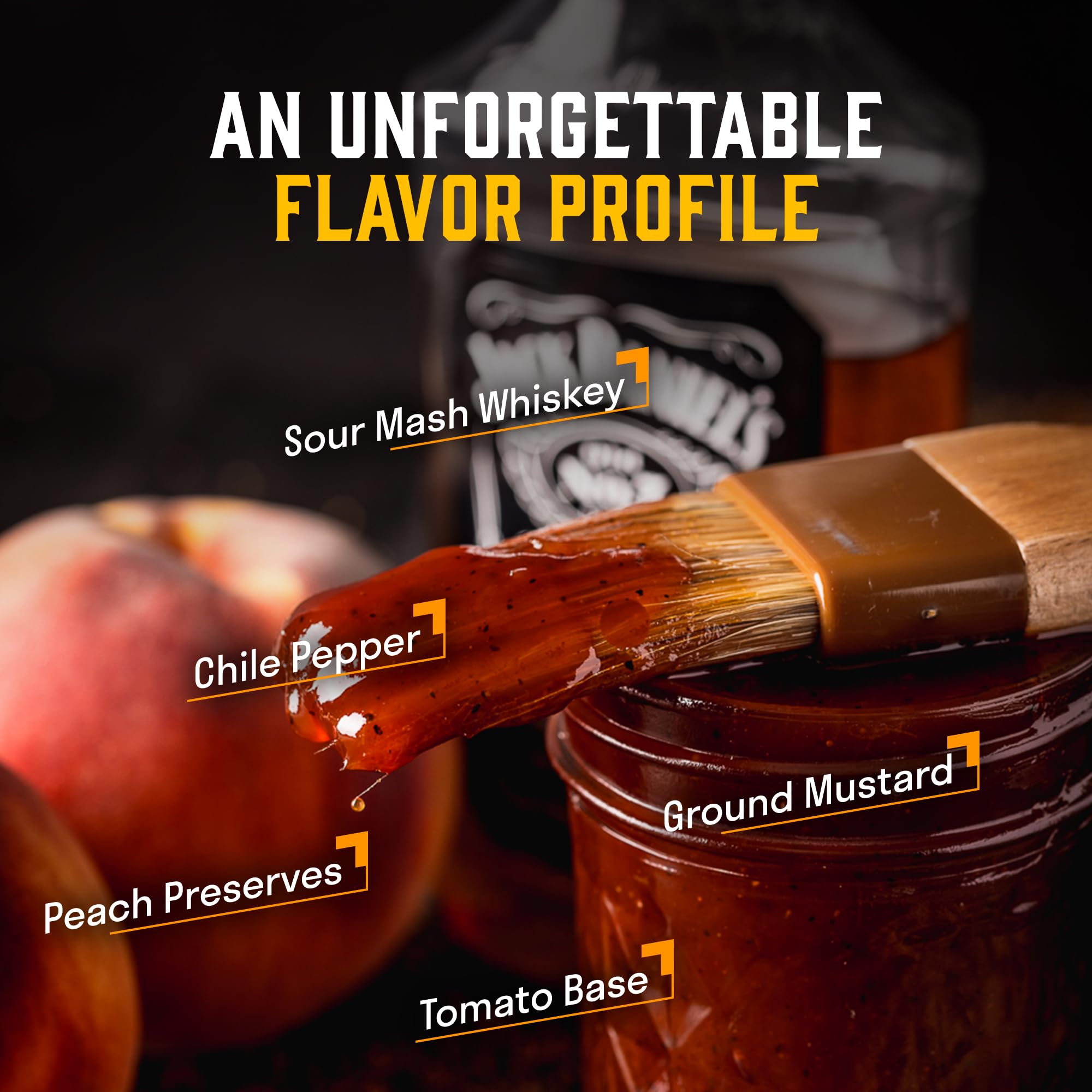 Hey Grill Hey | BBQ Sauce | Sweet and Savory, Chicken Sauce | BBQ Glaze | Salmon, Ribs | Grilling Essentials | Whiskey Peach